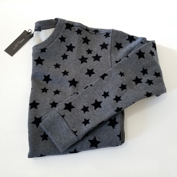 Romeo & Juliet Couture Sweaters - Romeo & Juliet Charcoal Grey Velvet Stars Sweater